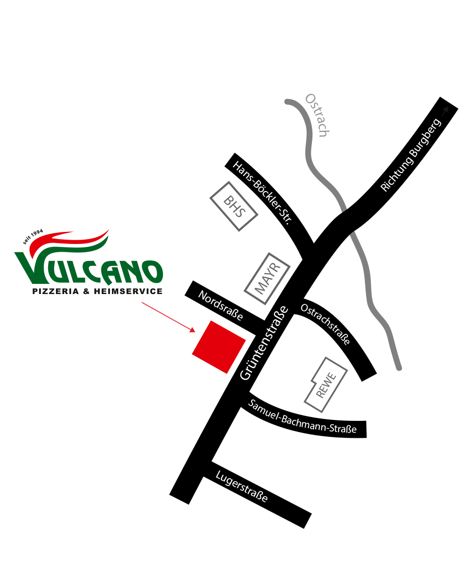 Pizzeria Vulcano Anfahrtsplan